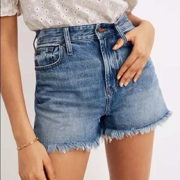 Madewell The Perfect Jean Short Summer Casual Denim Distressed Raw Hem Sz 25 - Picture 1 of 6